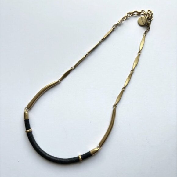 Collar Necklace - Leather and Gold Finished - Picture 1 of 3